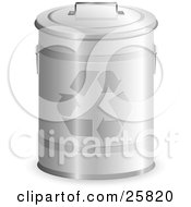Poster, Art Print Of Tin Recycle Bin With A Lid On And Arrows On The Front