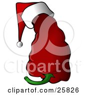 Spicy Red Christmas Pepper Wearing A Santa Hat