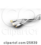 Clipart Illustration Of Four And Six Pin Fire Wire Cables With A USB Cable