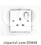 Poster, Art Print Of White Electrical Three Pin Socket Plug In Face Plate