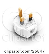 Poster, Art Print Of Three Pin Plug With Golden Prongs