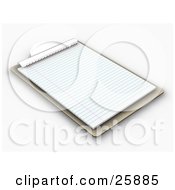 Poster, Art Print Of Wooden Clipboard With Lined Sheets Of Paper On White