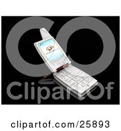 Poster, Art Print Of Silver Flip Phone With A Missed Call Message On The Screen Over Black