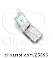 Poster, Art Print Of Silver Flip Phone With A Missed Call Message On The Screen Over White