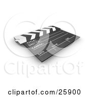 Poster, Art Print Of Movie Directors Slate Board Resting On A White Surface
