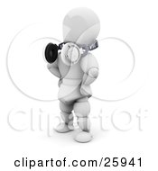 White Character Standing With Headphones Around His Neck Over White