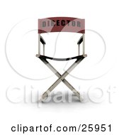 Poster, Art Print Of The Back Of A Red Directors Chair Over White