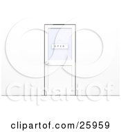 Clipart Illustration Of A Closed Office Door With An Open Sign Hanging On The Window by KJ Pargeter