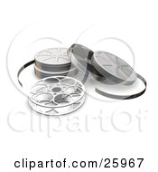 Poster, Art Print Of Open Movie Film Reel And Cases Over White