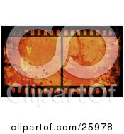 Clipart Illustration Of A Film Strip With An Orange Splattered Grunge Background by KJ Pargeter