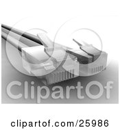 Clipart Illustration Of A Closeup Of White RJ45 And RJ11 Ethernet Cables