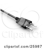 Poster, Art Print Of Black European Power Cable With Silver Prongs