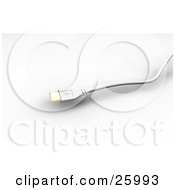 Clipart Illustration Of A USB Cable With A Golden Prong