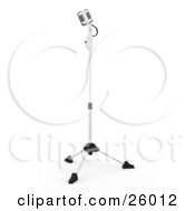 Retro Microphone On A Stand In A Recording Studio On A White Background