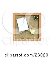 Poster, Art Print Of Cork Board With A Blank Sticky Note And Paper