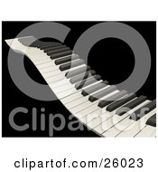 Clipart Illustration Of A Wavy Keyboard Heading Off Into The Distance Over A Black Background by KJ Pargeter