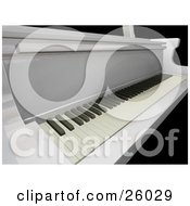 Poster, Art Print Of White Grand Pianos Keyboard Over Black