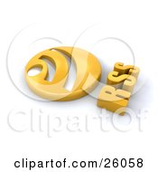 Circular Golden Rss Button On A White Background
