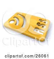 Clipart Illustration Of A Golden Rectangular RSS Blog Button On A White Background by KJ Pargeter