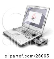 Clipart Illustration Of Bug Like Microchips Crawling All Over A Computer Infected With A Virus And An Open Disc Drive