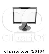 Clipart Illustration Of A Flat Panel Computer Monitor On A Reflective White Surface