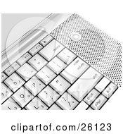 Clipart Illustration Of A Closeup Of The Right Side Of A Laptop Computer Keyboard With The Speaker And Power Button