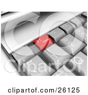 Clipart Illustration Of A Closeup Of A Laptop Computer Keyboard With A Red F1 Help Key by KJ Pargeter