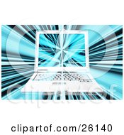 Clipart Illustration Of A Partially Transparent Laptop Computer On A Green Speed Background