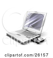 Clipart Illustration Of A Laptop Computer With An Open Cd Disc Drive
