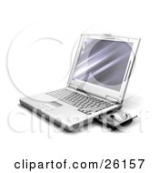 Poster, Art Print Of Laptop Computer With An Open Cd Disc Drive