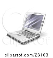 Clipart Illustration Of A Gray Notebook Computer With A Techno Screen Saver