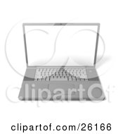 Poster, Art Print Of White Screen On A Gray Laptop Computer Over White