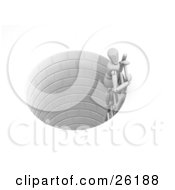 Clipart Illustration Of A White Figure Character Climbing Up A Ladder From A Brick Well