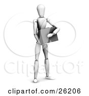 Poster, Art Print Of White Figure Character Holding A Black Briefcase