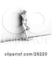 Clipart Illustration Of A White Figure Character Leaning Against A Wall And Pondering Over Something