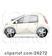 Clipart Illustration Of A Cute Little White Compact Car Resembling A Yaris In Profile by beboy