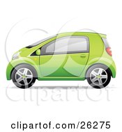 Cute Little Green Compact Car Resembling A Yaris In Profile