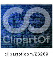 Clipart Illustration Of Green Zeros And Ones Forming Binary Code Rows Over An Orb With Blue And Purple Coloring