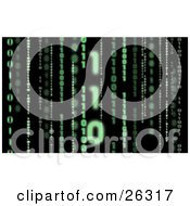Green Vertical Rows Of Binary Code Over A Black Background