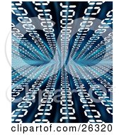 Clipart Illustration Of White Binary Code Rushing Off Into The Distance Over A Blue Background