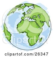 Poster, Art Print Of Drawing Of Planet Earth With Green Continents And Blue Seas Some Coloring Out Of The Lines