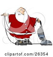 Clipart Illustration Of Santa In Uniform Vacuuming Carpet With A Vacuum by djart #COLLC26354-0006