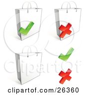Clipart Illustration Of Three White Shopping Bags With Check Marks And X Marks