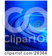 Clipart Illustration Of An At Symbol Over A Background Of Rippling Blue Water by KJ Pargeter