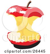 Poster, Art Print Of Red Apple Core With A Stem On The Top
