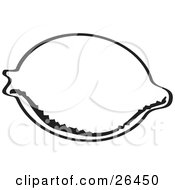 Clipart Illustration Of A Lemon Or Lime Resting On A Counter Top Black And White by David Rey