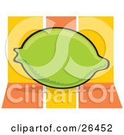 Poster, Art Print Of Lime Or Unripened Lemon Resting On An Orange And Yellow Counter
