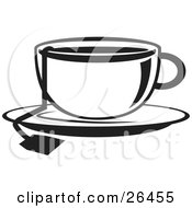 Poster, Art Print Of Cup Of Hot Tea On A Saucer In Black And White