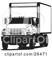 Poster, Art Print Of Big Delivery Truck Parked In Black And White