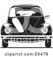 Poster, Art Print Of The Front Of A Volkswagen Bug Car In Black And White